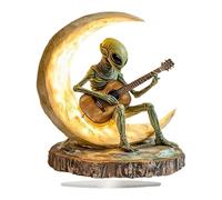 Générique Statua Alieno Small - Statua del Giardino Alieno | Statua decorativa Boho, Scultura Uniche | Ornamento da Ufficio Acrilico, Art da Tavolo Basso, Chitarrista Cosmico Boho