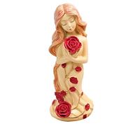 Générique Statua della ragazza, scultura di ragazza che tiene una rosa - figure in resina carine decorazione casa compleanno donna festa della mamma per presentazione biblioteca