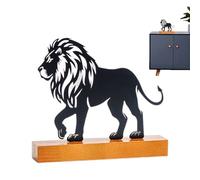 Générique Statuetta Leone | Decorazione da ufficio Leone - Scultura d'arte moderna, statuetta in metallo con base in legno per ufficio, biblioteca camera da letto