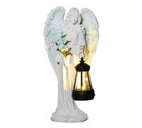 Générique Statuine d'angelo per giardino - Statue d'angelo in resina con lanterna solare - Decorazione scultorea resistente all'acqua e alle intemperie per giardino terrazza balcone cortile