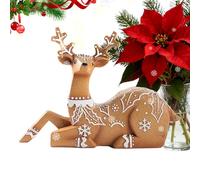 Générique Statuine di cervo di Natale - Ornamento di statua di alce con lustrini, decorazione di cervi in resina per Natale, per la casa, il soggiorno, la camera da, l'ufficio, lo scaffale per