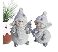 Générique Statuine di pupazzo di neve | ornamenti in resina 2 pezzi per centrotavola | pupazzo di neve in resina | per decorazione da tavolo in inverno, ufficio, casa, ufficio, cucina, scaffale,