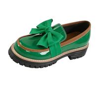 Générique Stiletto casual da donna stile britannico con papillon adorabile modello basso con tacco a blocco, grandi dimensioni, stivaletti eleganti per ufficio o abbigliamento da città chic, Verde246