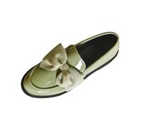 Générique Stiletto casual da donna stile britannico con papillon adorabile modello basso con tacco a blocco, grandi dimensioni, stivaletti eleganti per ufficio o abbigliamento da città chic, Verde245