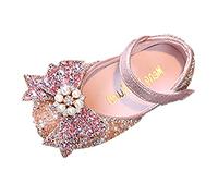 Générique Stivaletti Punta Cap Ragazza scarpe da ballo ragazze vestito Performance principessa scarpe leggero traspirante paillettes fiocco fibbia Stivaletti Dita separati Ragazza, Rosa, 25 EU