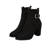 Générique Stivali Mollet Tres Fine Stivali Donna Camoscio Tacco Blocco Grande Misura 2025 Nuovo Stivale Con Cinturino Fibbia Stivaletti Cerniera Stivale Chic E Elegante Boot Tinta Unita Scarpa, Nero