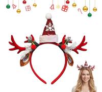 Générique Strisce di Natale per donne, cappello di Babbo Natale con corna di cervo per travestimento, fascia per capelli festivi, per donne e ragazze, feste scolastiche