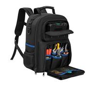 Générique Strumento Backpack Heavy Duty | Hard Bottom Storage Bag | With Multiple Pockets Work Tool Backpack | For Technician Electrician Carpenter Plumber Home Improvement Welding