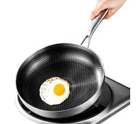 Générique Stufe antiaderenti, padella portatile in acciaio inossidabile, con coperchio leggero resistente ai per cucina saltare alla griglia,Preparazione pasto Appartamento Cottura