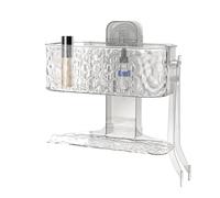 Générique Suction Storage Wall Shelf, Tessuto Paper Towel Holder, Bathroom Organizer, No Punching Design, Ventilated Tray with Clip, Space-Saving, Easy Installation, Kitchen, Shower Room, Bathroom