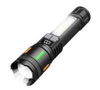 Générique Super Bright Flashlight - LED Flashlight | Waterproof Flashlight | LED Flash Lights Red & Blue Warning Light | Smart Display Strong Light Zoom Ricaricabile Powerful Light Torch For Survival