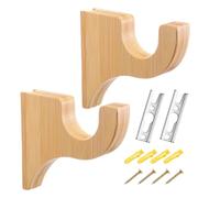 Générique Supporti per bastoni per tende, 2 pezzi, supporto in legno per hardware per finestre, supporto per bastoni per tende, per soffitto, doccia, armadio, bagno, camera da