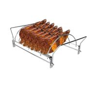 Générique Supporto a costine per barbecue a 6 fessure | Accessorio Pieghevole Per Fumatore Supporto Per Arrostire Qualità Alimentare Per Ali Cosce Arrosto Maiale Cottura