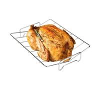 Générique Supporto per arrostimento, supporto in acciaio , a forma di V, griglia di cottura per arrostimento, per pollo, pollame, maiale, forno pic-nic, campeggio all'aperto, barbecue