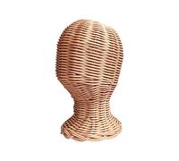 Générique Supporto per cappelli, supporto per parrucca e cappello Sun in rattan, espositore da tavolo organizzatore a forma di testa per negozio al dettaglio Livestream