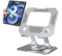 Générique Tablet Desk Stand - Metal Lifting Adjustable Holder, Angolo Rotating Support, Compact Foldable Frame Mount | Sturdy Carbon Steel Bracket for Screen Positioning Aid Office Desk Study Table