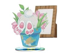 Générique Tabletop Rhinestone Art Easter Decor - Bunny and Eggs Style Decorative Figurine Set, Glitter Gem Holiday Scene Display for Home | Seasonal Spring Decoration, Dining Table Centerpiece,