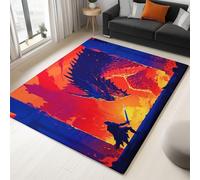 Générique Tappeto arancione a pelo corto 80 x 150 cm - Gioco Cavaliere Duel Dragon Anime, tappeto lavabile antiscivolo, morbido per soggiorno, camera da letto, bambini, sala da pranzo, asilo e sala