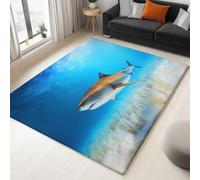Générique Tappeto blu a pelo corto 80 x 150 cm - Oceano Vita Marina Paesaggio, Tappeto lavabile, antiscivolo, morbido per soggiorno, camera da letto, bambini, sala da pranzo, asilo, sala giochi