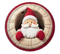 Générique Tappeto da pavimento di Natale, 99 centimetri, rotondo, Babbo Natale, zerbino per feste, tappeto per interni con illusione ottica, per interni bagno, ingresso casa, camera da