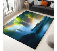 Générique Tappeto da salotto a cascata montagna immaginario, grande tappeto lavabile, super morbido e antiscivolo, tappeto a pelo alto, per mangiare, ingresso e cucina, 160 x 230 cm, multicolore