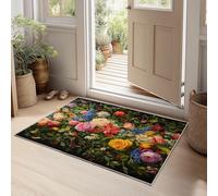 Générique Tappeto Fiori di Liane Rosa Fiori Selvatici Lavabile in Lavatrice per Soggiorno Tappeto Antiscivolo a pelo corto, per Camera da letto, Ufficio, Sala da pranzo, Zerbino (Multicolore 60 x 90