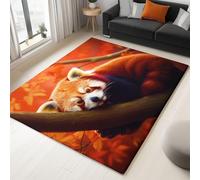 Générique Tappeto giallo a pelo corto 120 x 170 cm - Animale paesaggio autunno Panda Roux, tappeto lavabile antiscivolo morbido per soggiorno, camera da letto, bambini, sala da pranzo, asilo, sala