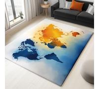 Générique Tappeto lavabile, per soggiorno, a pelo corto, antiscivolo, tappeto a pelo corto, per camera da letto, mappa del mondo, acquerello, super morbido, decorazione per casa, interni, moquette