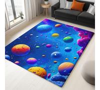 Générique Tappeto lavabile, soggiorno a pelo corto, antiscivolo, tappeto a pelo corto da camera da letto, fantasia spazio pianeta disegno, super morbido decorazione casa interna moquette, blu chiaro