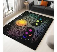 Générique Tappeto per soggiorno, 160 x 230 cm, lavabile in lavatrice, tappeto per camera da letto, antiscivolo, fantasia spazio, albero vita, arte per mangiare, ufficio e più durevole ed ecologico