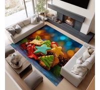 Générique Tappeto per soggiorno, 180 x 240 cm, lavabile in lavatrice, tappeto per camera da letto, antiscivolo, albero a stelle, biscotti per pranzo, ufficio, più durevole e ecologico, setole corte
