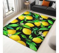 Générique Tappeto per soggiorno, 80 x 150 cm, lavabile in lavatrice, tappetino per camera da letto, antiscivolo, limone foglia, disegno a mano per mangiare, ufficio e più durevole ed ecologico, pelo