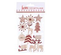 Générique Tavola 12 adesivi in legno rosso natale