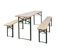 Générique Tavolo da birreria pieghevole 220 cm con 2 panche in legno di abete e metallo per giardino patio