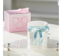 Générique Tazza da caffè con manico a forma di fiocco - rosa di Natale regalo con nastro in ceramica Design (celese)