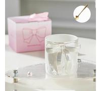 Générique Tazza da caffè con manico in ceramica, 12 oz (bianco perlato + cucchiaio)