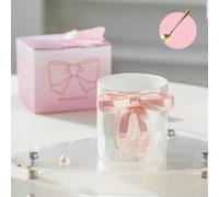 Générique Tazza da caffè con manico in ceramica, 12 oz - Pink Christmas Gift Ribbon Design in ceramica Cup (polvere da sogno + cucchiaio)