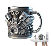 Générique Tazze da caffè in metallo - Tazza da caffè in acciaio 300 ml | Isolamento a doppia parete sottovuoto, tappo grande design motore per auto, pic-nic, campeggio, palestra