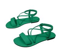 Générique Tempo libero Sandali Donna Con Flangia Elastico Posteriore Sandali e Nudi Piedi Donna Elegante Sposa Crociata Scarpe Estate Confortevole Cavigliera Traspirante All'aperto Casual, 01 Verde