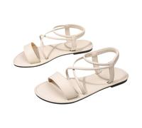 Générique Tempo libero Sandali Donna Con Flangia Elastico Posteriore Sandali e Nudi Piedi Donna Elegante Sposa Crociata Scarpe Estate Confortevole Cavigliera Traspirante All'aperto Casual, 01 Bianco