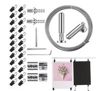 Générique Tensione Wire Curtains System - Wall Mount Clothesline for | 16.4ft Regolabile in acciaio Wire Rod Set per lenzuola, Shower Curtains, Tapestri, Foto, Art Displays, Kids