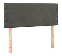 Générique Testiera in velluto grigio scuro, 100 x 5 x 78/88 cm | Imbottito, rivetti decorativi, altezza regolabile, gambe in legno, per camera da letto