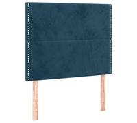 Générique Testiera per letto blu scuro, 100 x 5 x 118/128 cm, velluto | Altezza regolabile, gambe in legno resistenti, rivetti decorativi, supporto per la schiena per la lettura