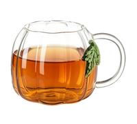 Générique Thanksgiving Glass Tea Mug - 550 ml Autunno Pumpkin Shaped For | Crafted From Clear Glass With A Generous 550ml Capacity, Ideal For Serving Coffee, Tea, Milk, Gold Seasonal Beverages.