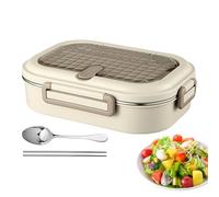 Générique Thermal Lunch Containers, Stainless Steel Divided Box, 9.06 x 6.5 x 2.95 Inches Leak-Proof Odor-Resistant Design, Microonde Safe with Spoon and Chopsticks for Adults, Beach, Daycare