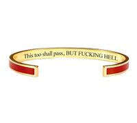 Générique This Too Shall Pass Mantra Cuff Bracelet, BUT FUCKING HELL,Engraved Motivational Cuff Bracelet Hidden Message Encouragement Jewelry Gifts for Women (A)