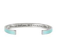 Générique This Too Shall Pass Mantra Cuff Bracelet, BUT FUCKING HELL,Engraved Motivational Cuff Bracelet Hidden Message Encouragement Jewelry Gifts for Women (M)