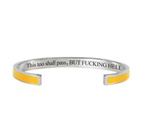 Générique This Too Shall Pass Mantra Cuff Bracelet, BUT FUCKING HELL,Engraved Motivational Cuff Bracelet Hidden Message Encouragement Jewelry Gifts for Women (O)