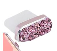 Générique Tipo C Dust Plug Charm - Silicone Rhinestone Crystal 0,83 x 0,6 | Dustproof Charging Port Cover, Tipo C Dust Cap | Decorative Phone Charging Port Protector for Most Types Phones Anti Dusts