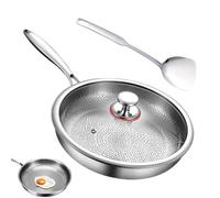 Générique Titanium Steel Pan - Titanium Steel Pan | Frying Pans Nonstick With Lid and Spatula | Non Stick Deep Skillet With Lid and Spatula, Saute Pot For Restaurant Pancake Baking Searing Camping